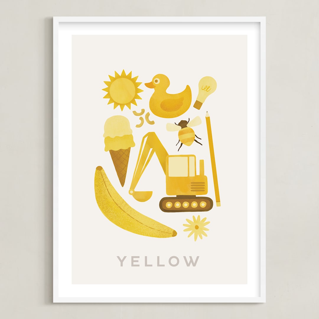 "Ten Yellow Things" - Art Print in Yellow by Ana Peake - Framed