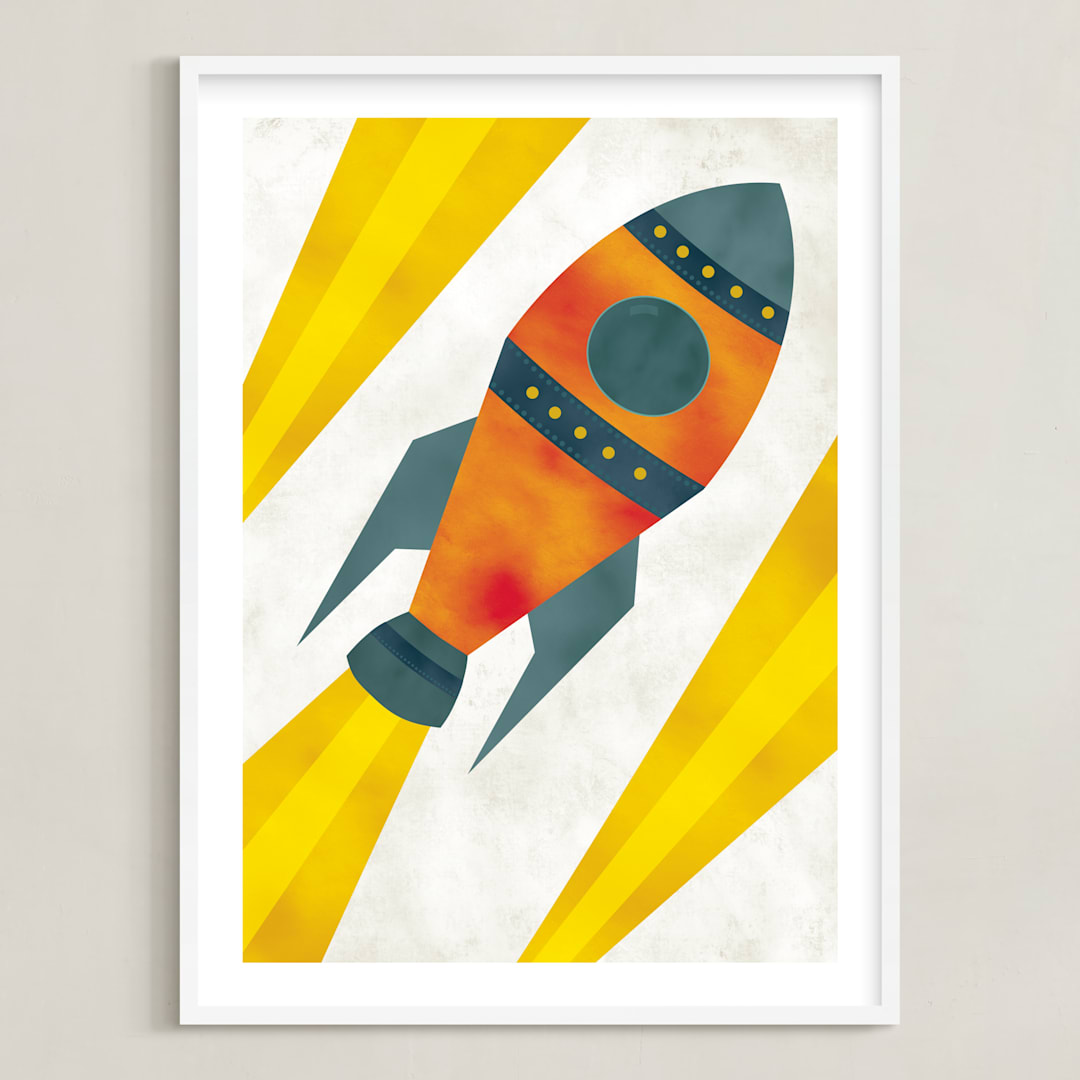 "Space to Explore I" - Art Print in Flare by Heather Schertzer - Framed