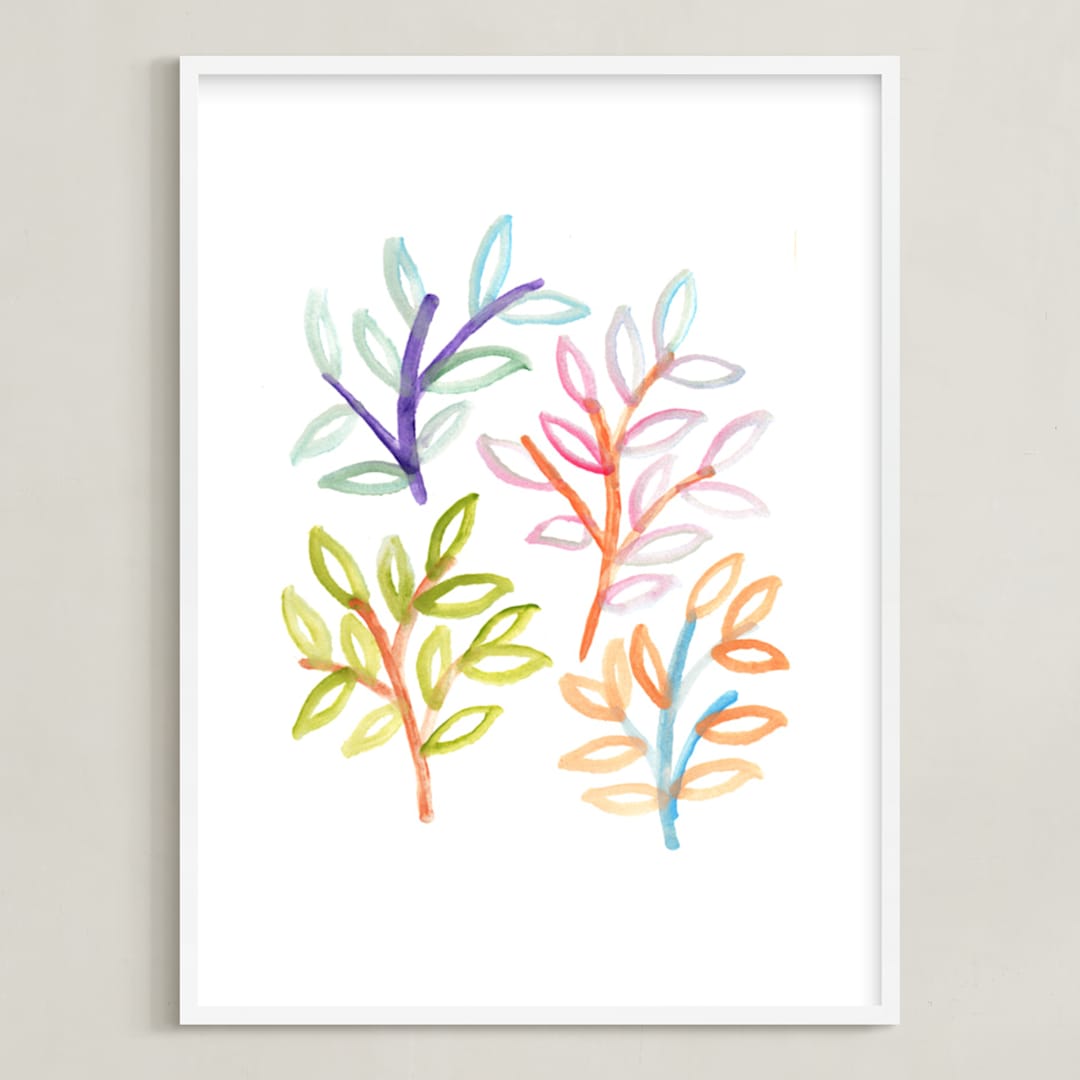 "hand painted plant" - Art Print in orange by Ramoncita - Framed
