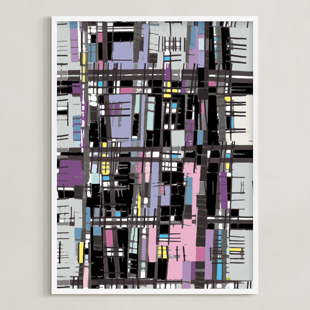 "Lavender City" - Art Print in Lavender by Jan Shepherd - Framed