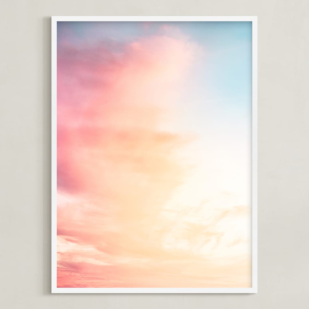 "Rainbow Sky I" - Art Print in rainbow by Kamala Nahas - Framed