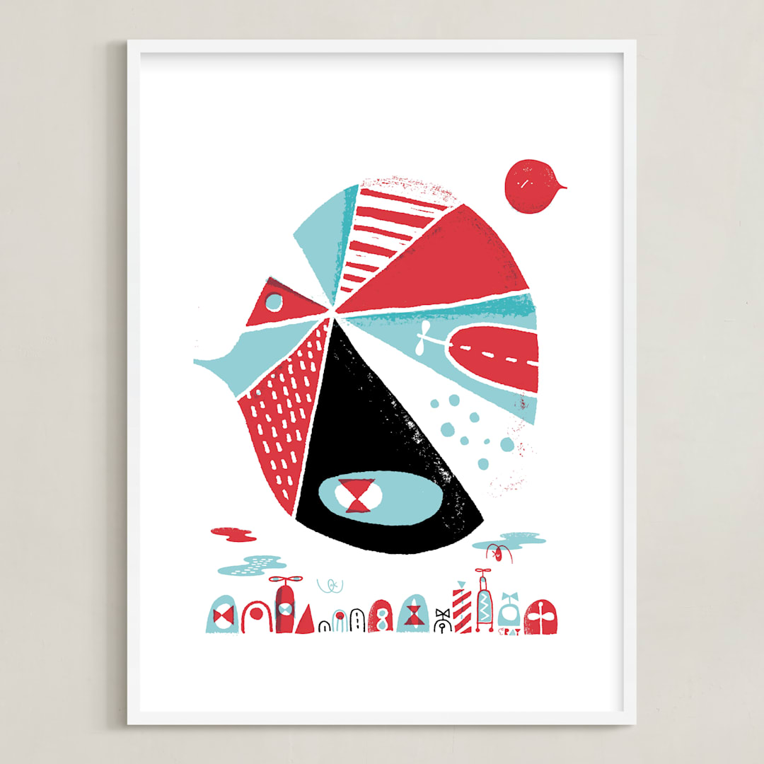 "Glink Glunk" - Art Print in Cherry by ERAY - Framed