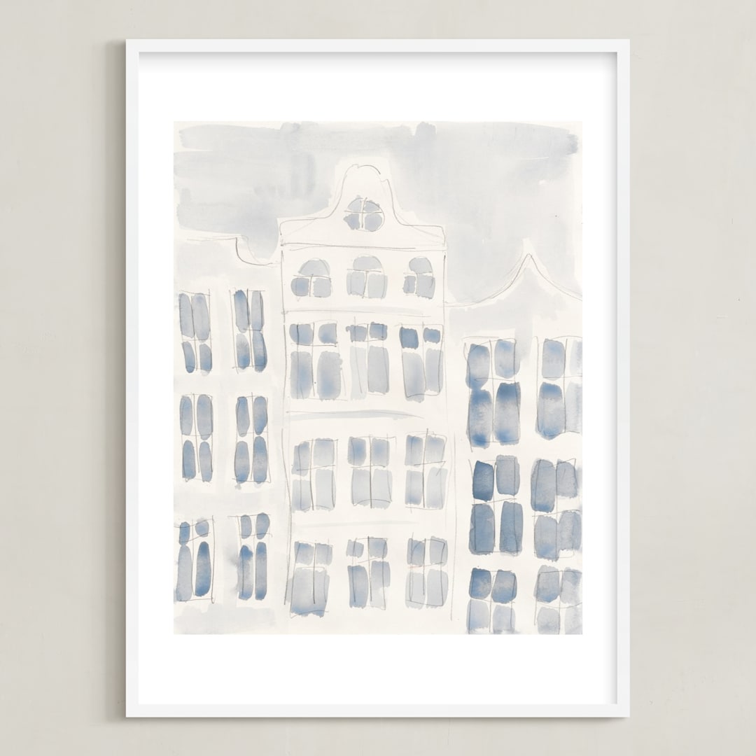 "skyscraper" - Art Print in White by Susanne Kasielke - Framed