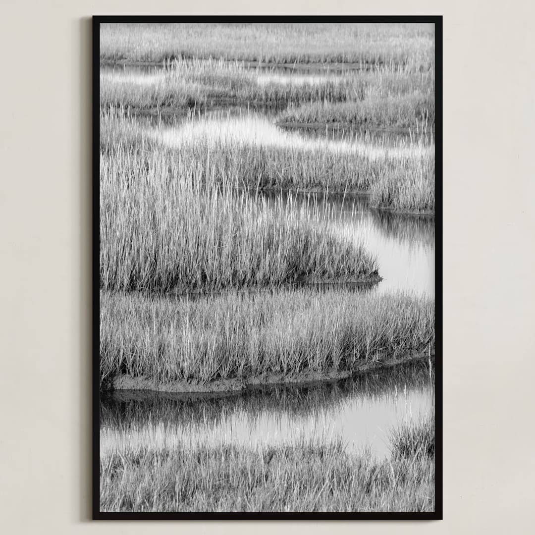 "Marshlands 1" - Art Print in Black & White by Elizabeth Pyle - Framed