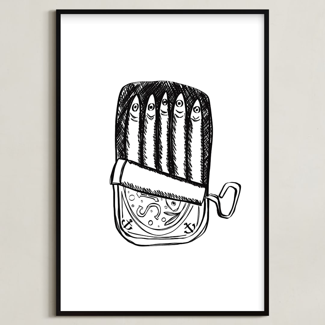 "Packed Like Sardines" - Art Print in Ink by Annie Montgomery - Framed
