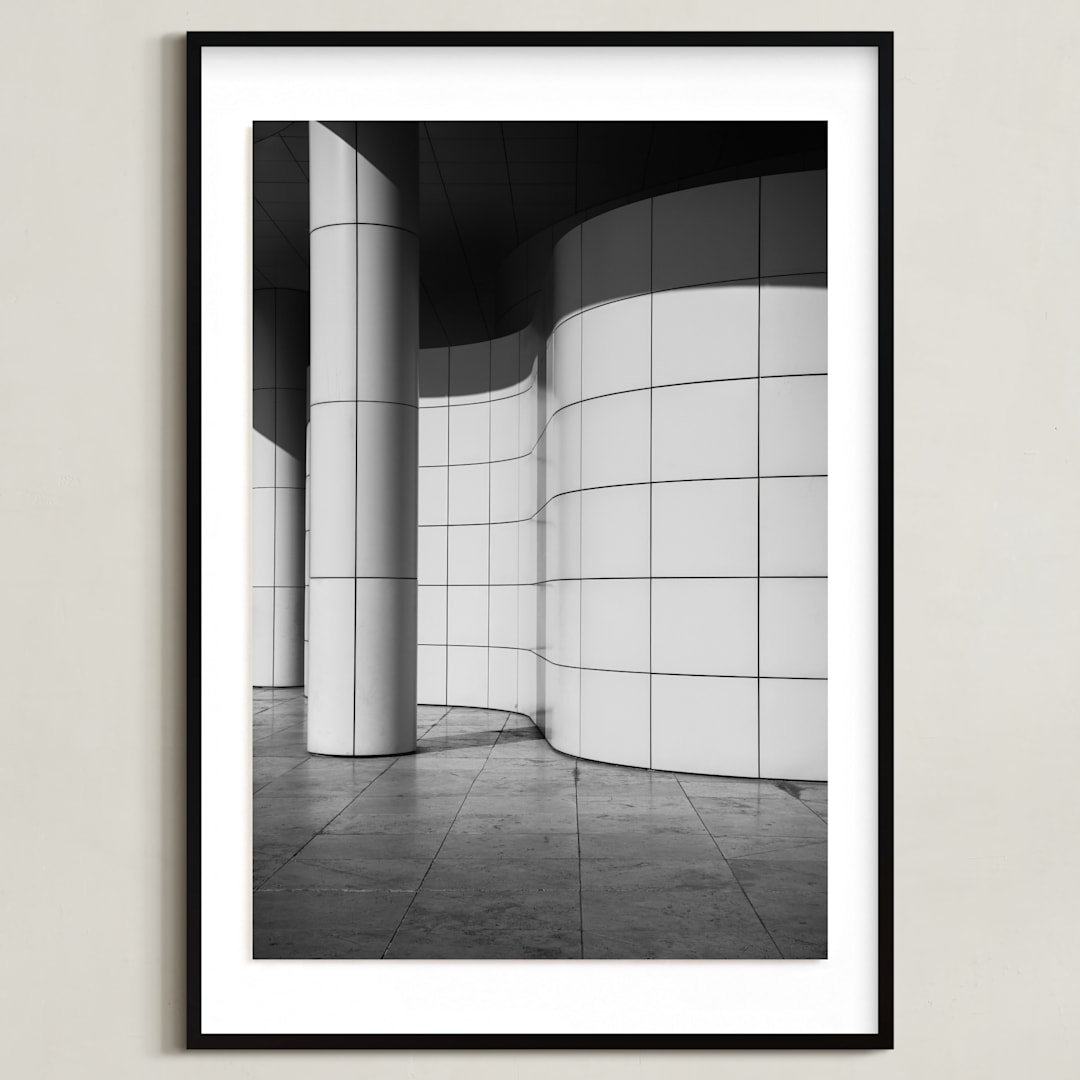 "Curves and Squares 2" - Art Print in Black & White by lulu and isabelle - Framed