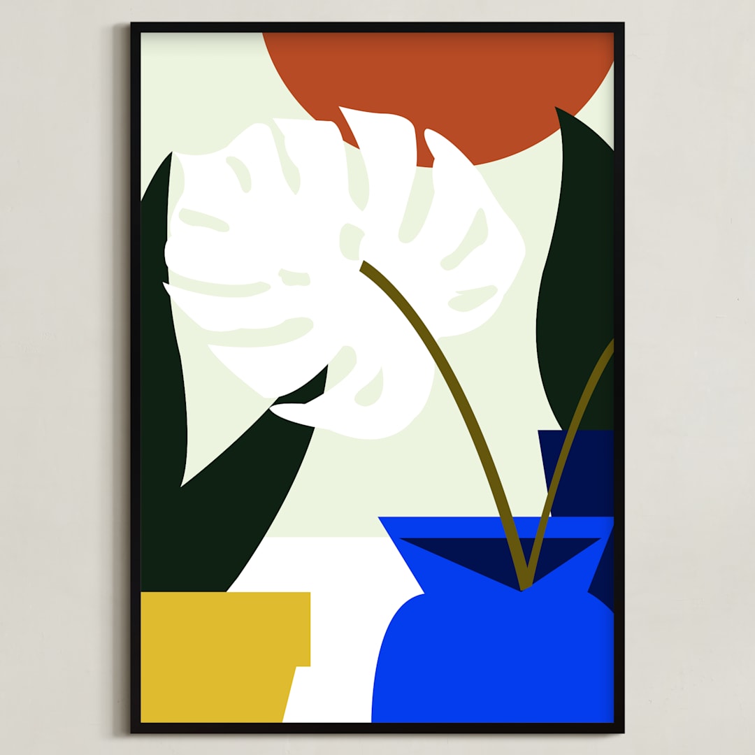 "Tropical Elements" - Art Print in Terracotta Blue by Jenna Skead - Framed