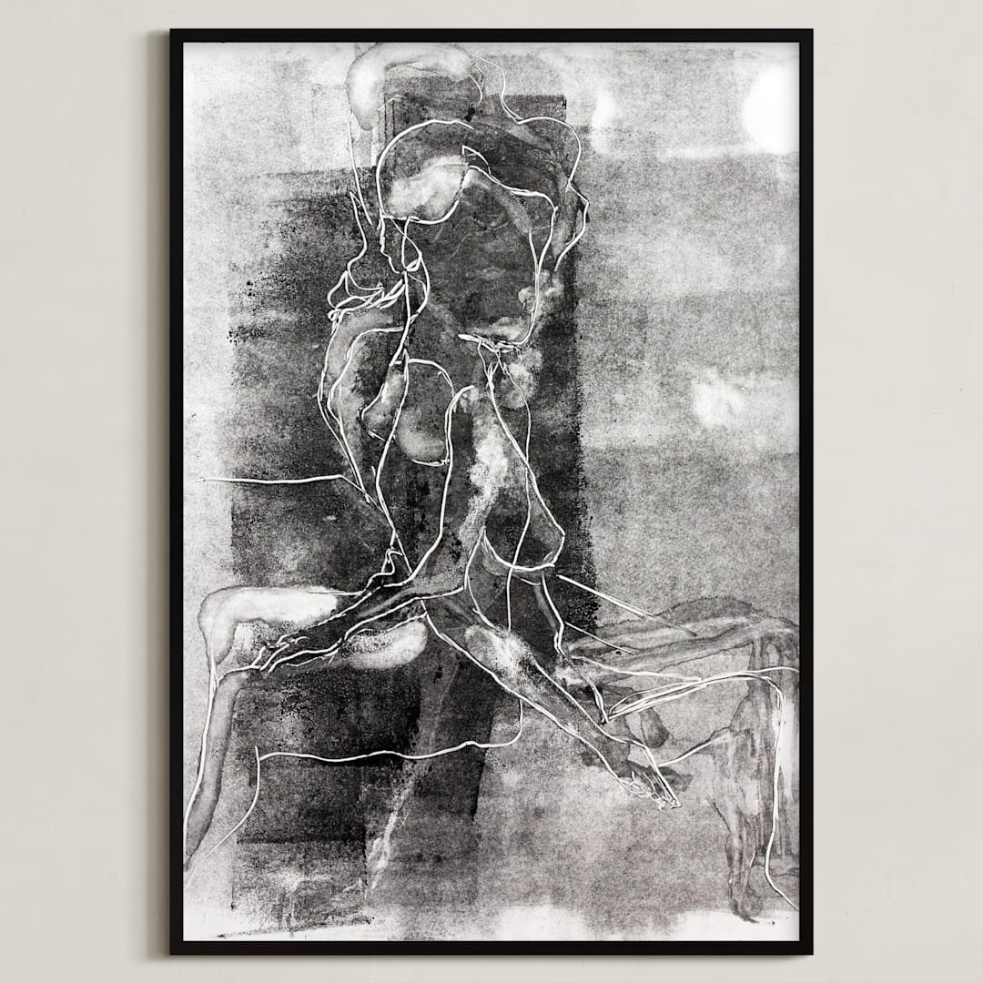 "Figure on Figure" - Art Print in Noir by Allison Belolan - Framed