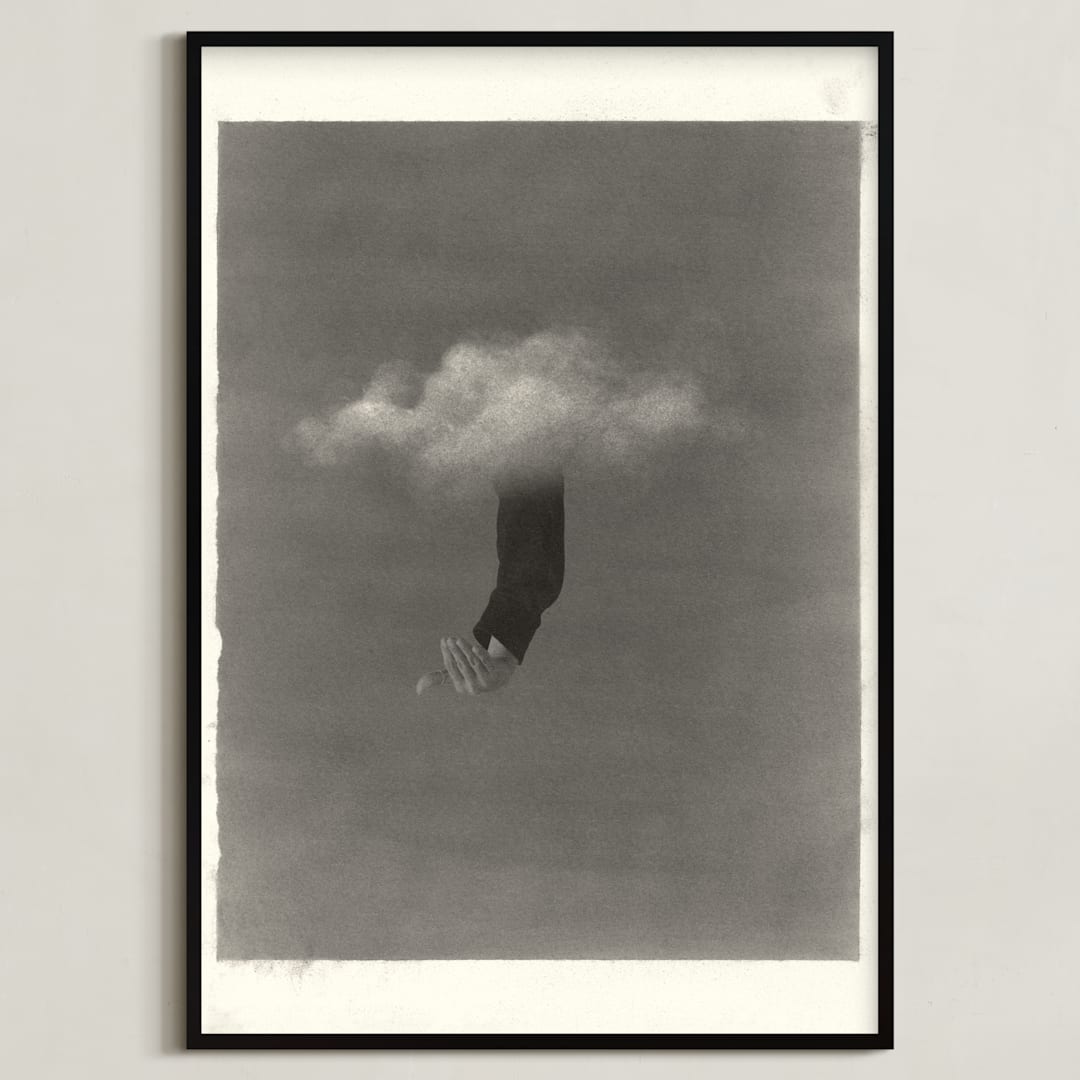 "Rene" - Art Print in Moody Grey by jinseikou - Framed