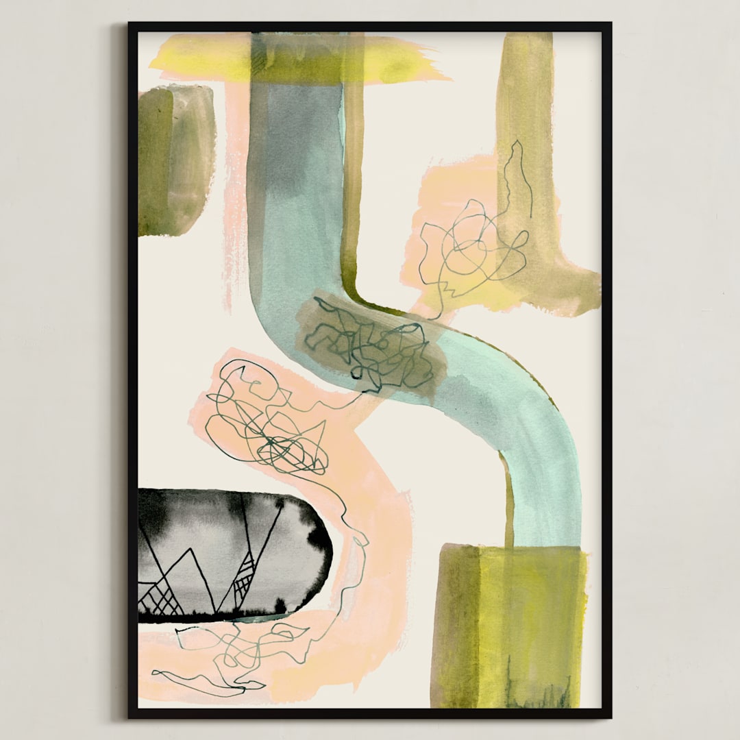 "Times Like These 1" - Art Print in Olive by Amy Moen - Framed