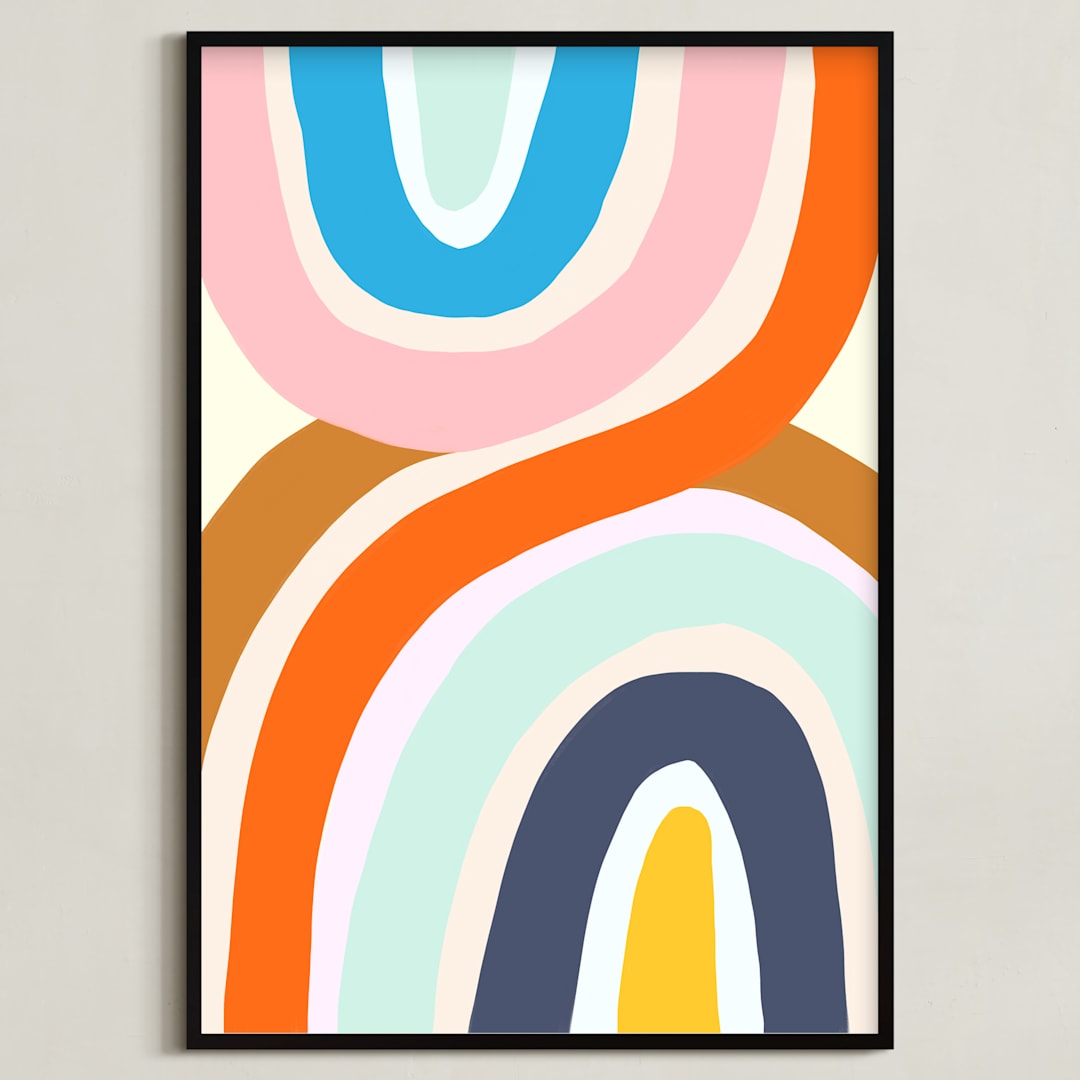 "Swish" - Art Print in Tangerine by Haley Warner - Framed