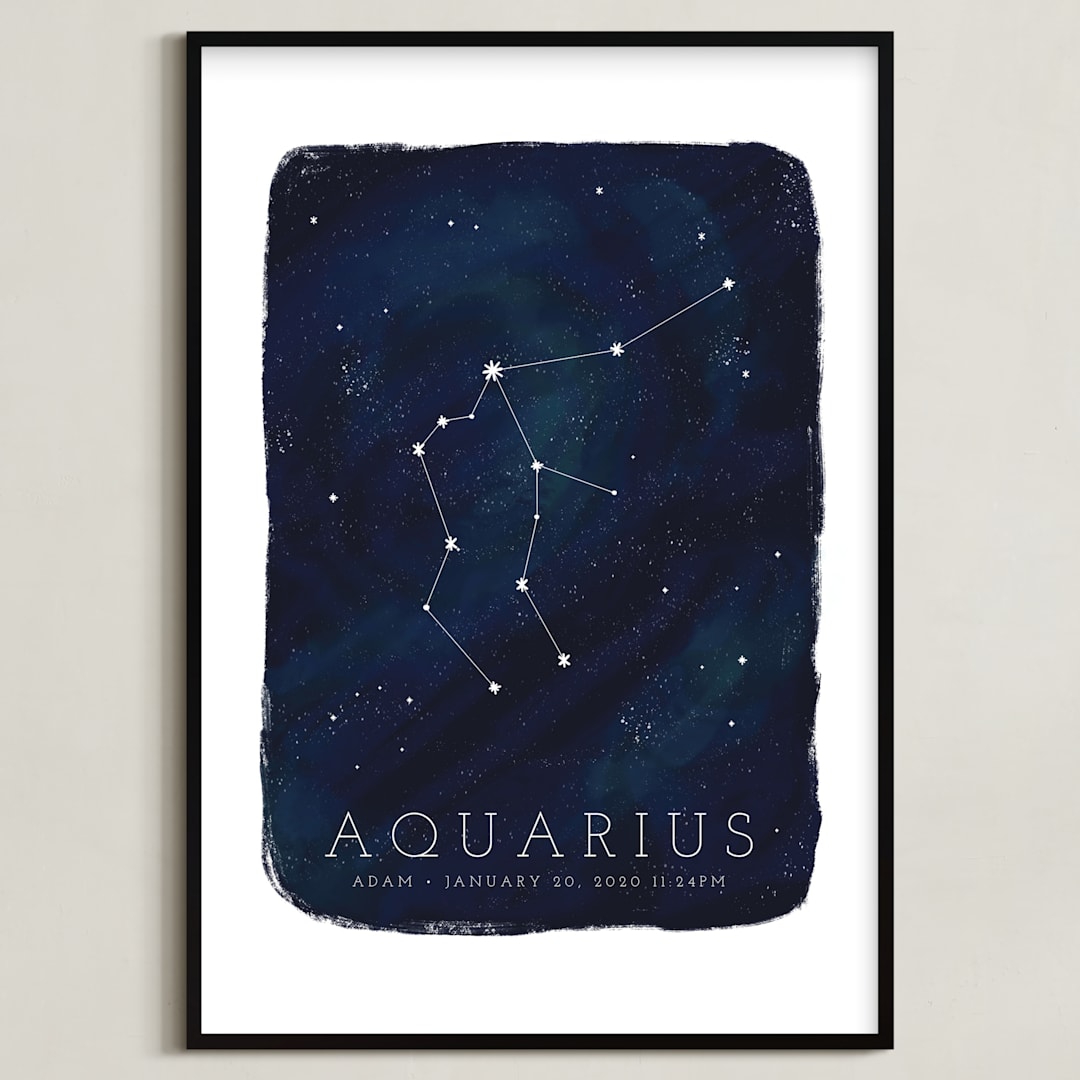 "Zodiac Constellation Aquarius" - Personalized Art Print in Galaxy by Ashley Presutti Beasley - Framed