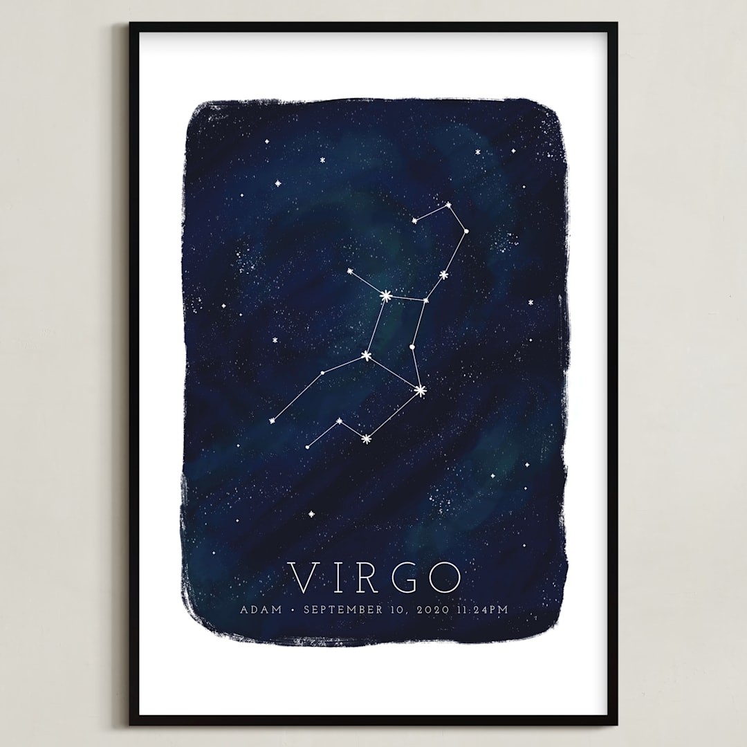 "Zodiac Constellation Virgo" - Personalized Art Print in Galaxy by Ashley Presutti Beasley - Framed