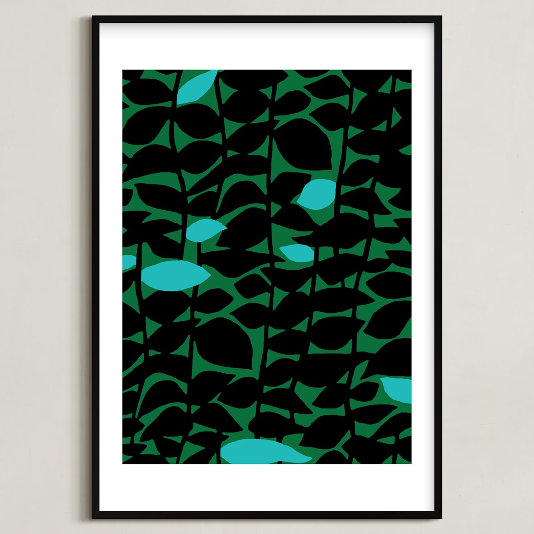 "Climbing Walls" - Art Print in Jade by Kristine Hegre - Framed