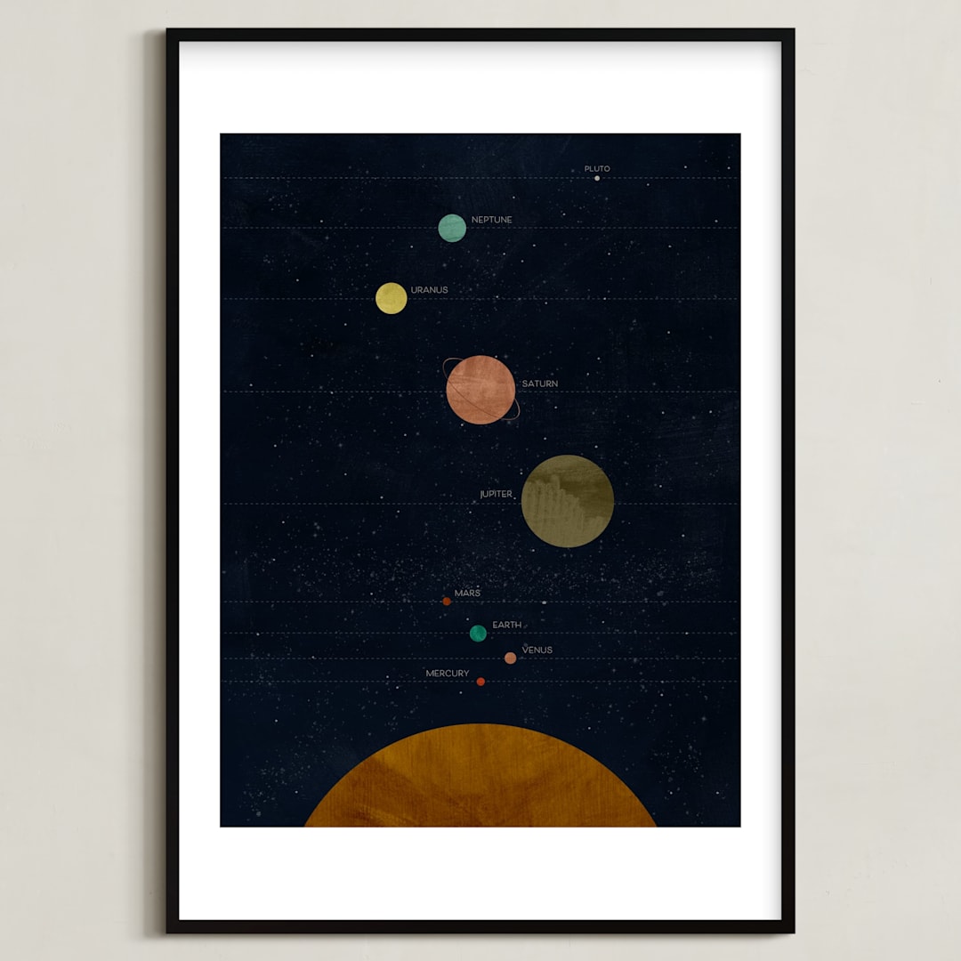 "Modern Solar System" - Art Print in Galaxy by Field and Sky - Framed