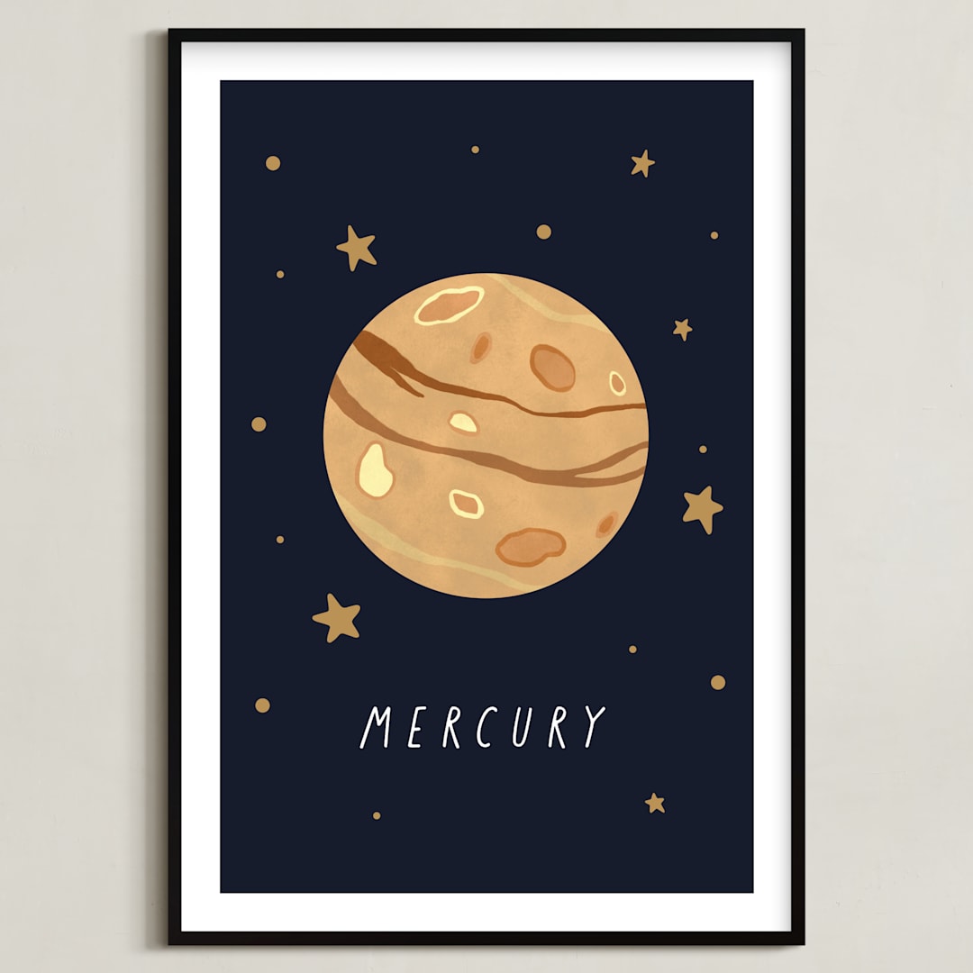 "Solar System VIII (Mercury)" - Art Print in Night by Elly - Framed