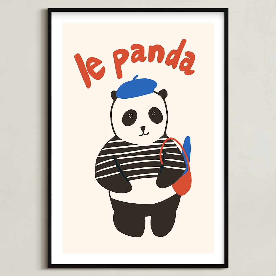 "French Panda" - Art Print in Ink by Morgan Kendall - Framed