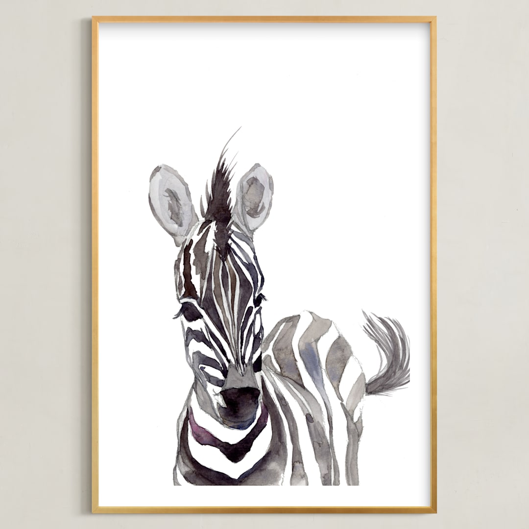 "Baby Animal Friends: Zebra" - Art Print in Zebra Black by Jieun K Rasband - Framed