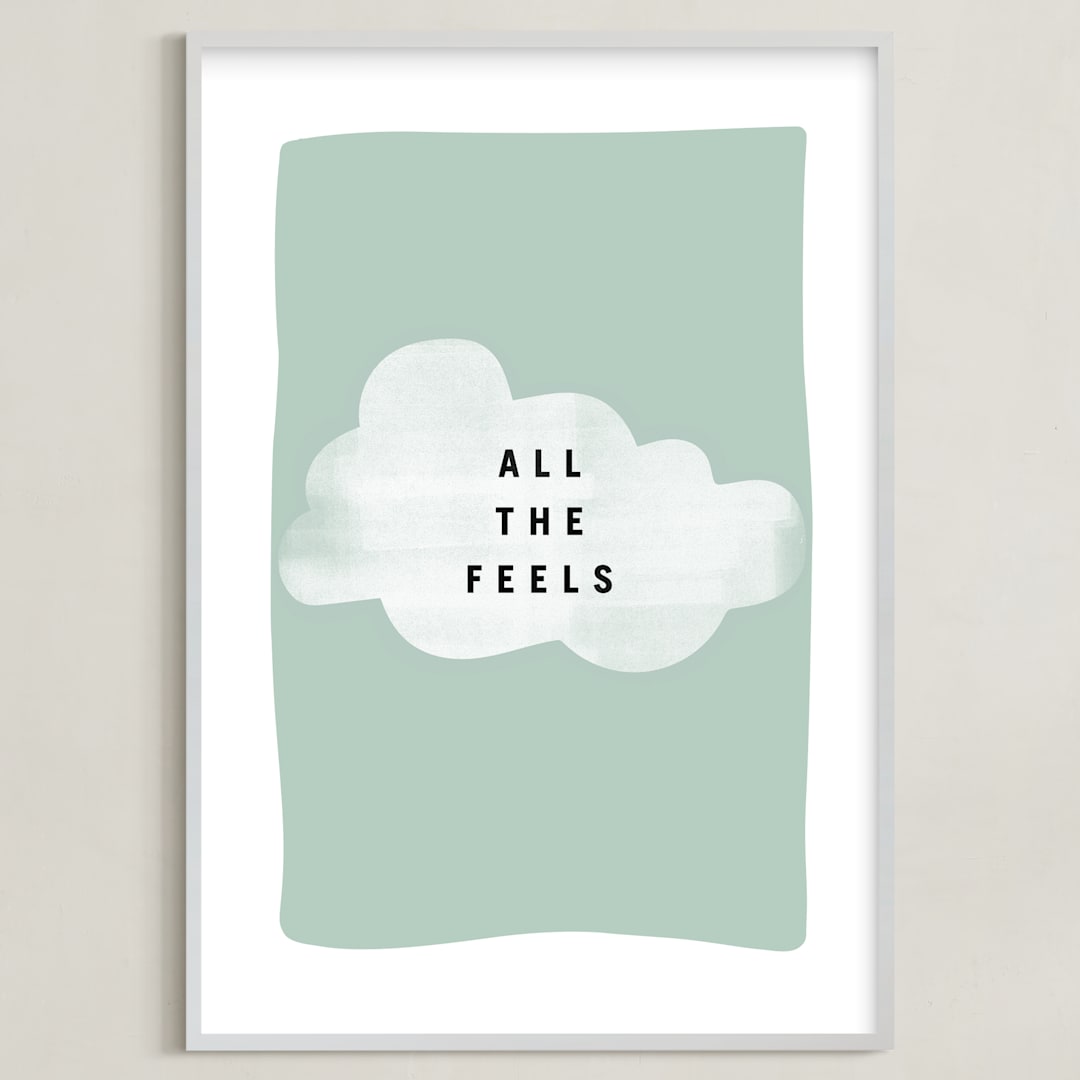 "all the feels" - Art Print in aqua by Lindsay Stetson Thompson - Framed