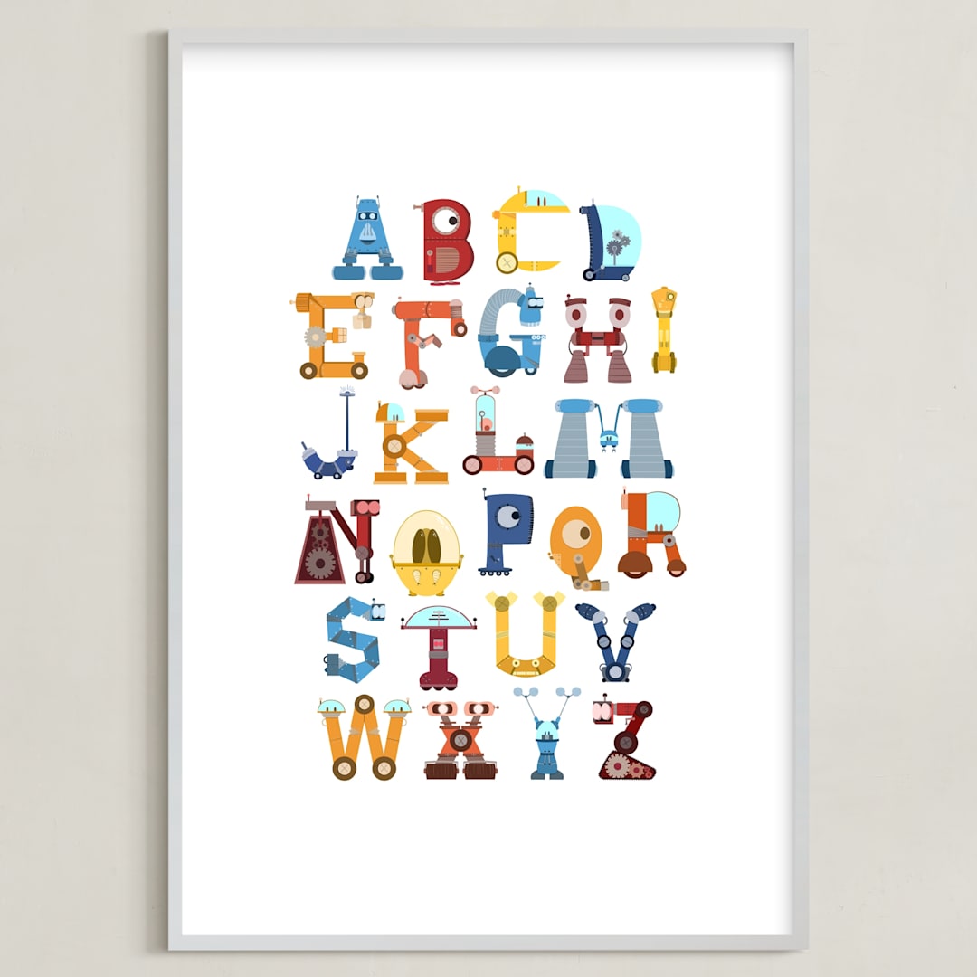 "Robot Alphabet" - Art Print in Primary by Joseph Apel - Framed
