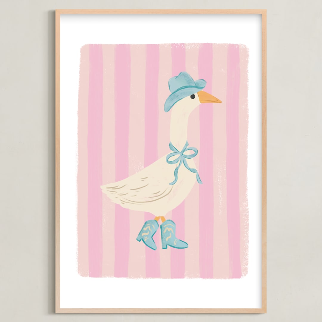 "Western Waddle" - Art Print in Rose by Creo Study - Framed
