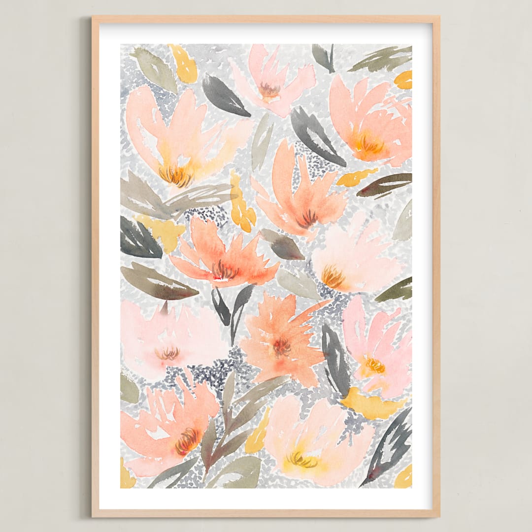 "Speckled Garden" - Art Print in White by Whitney Rainsdon - Framed