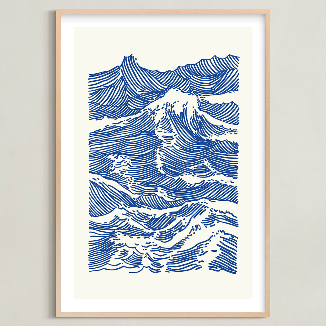 "Catch A Wave" - Art Print in Ultramarine by Kym Fulmer - Framed