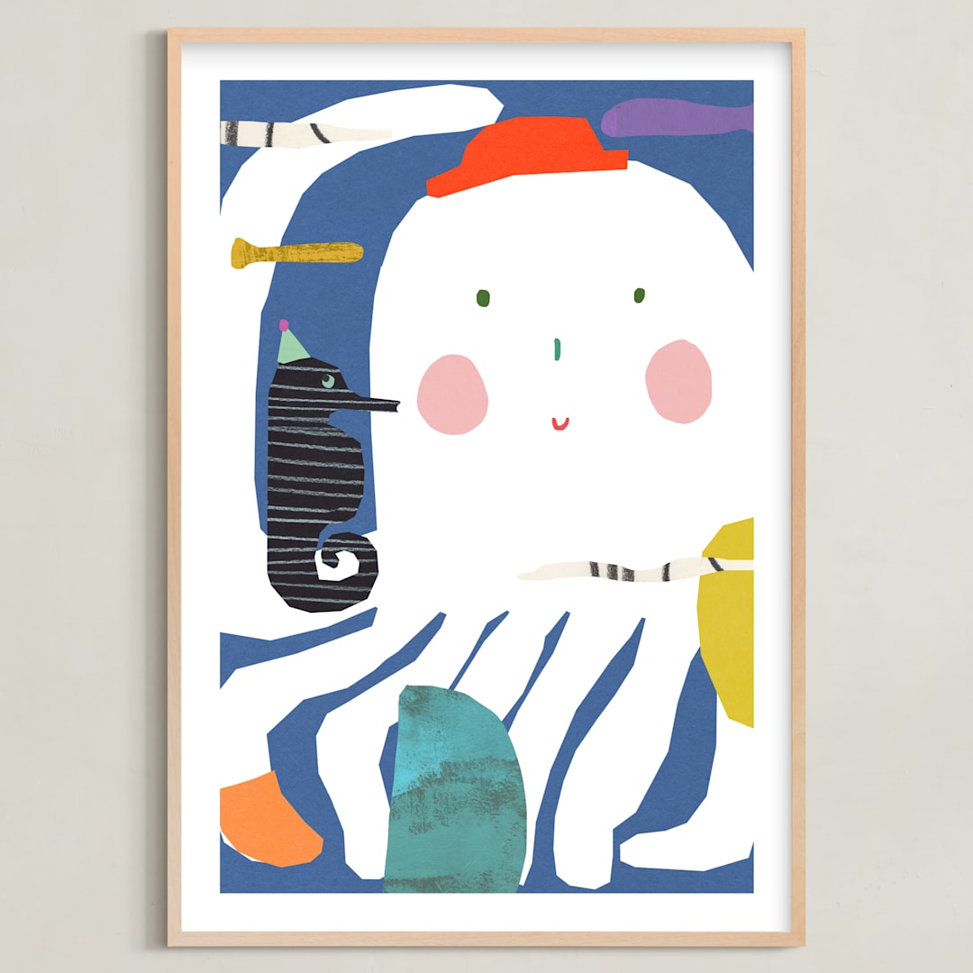 "octopus & seahorse" - Art Print in Sea by Sumak Studio - Framed