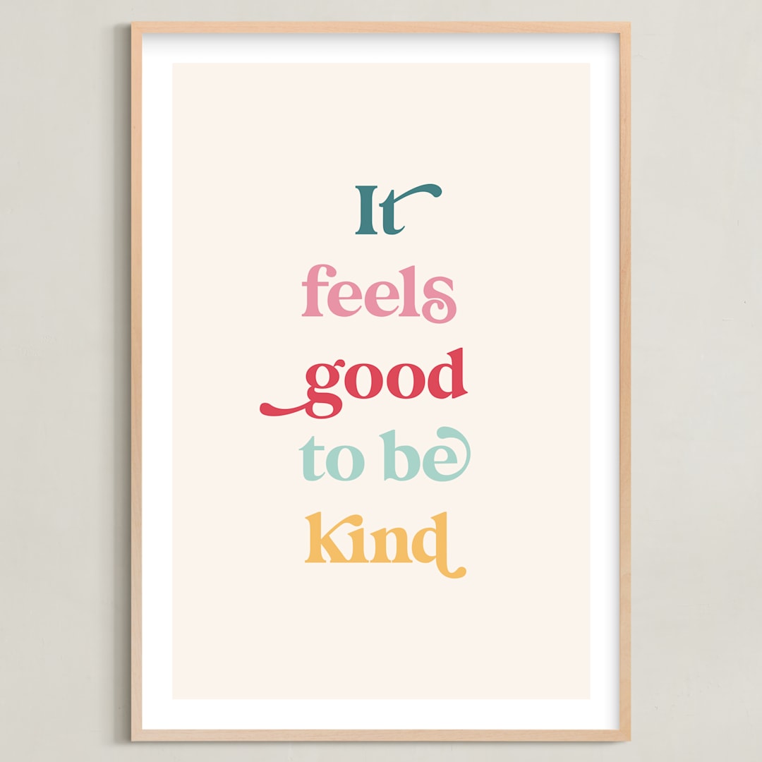 "It feels good to be kind" - Art Print in Cupcake by Leah Ragain - Framed