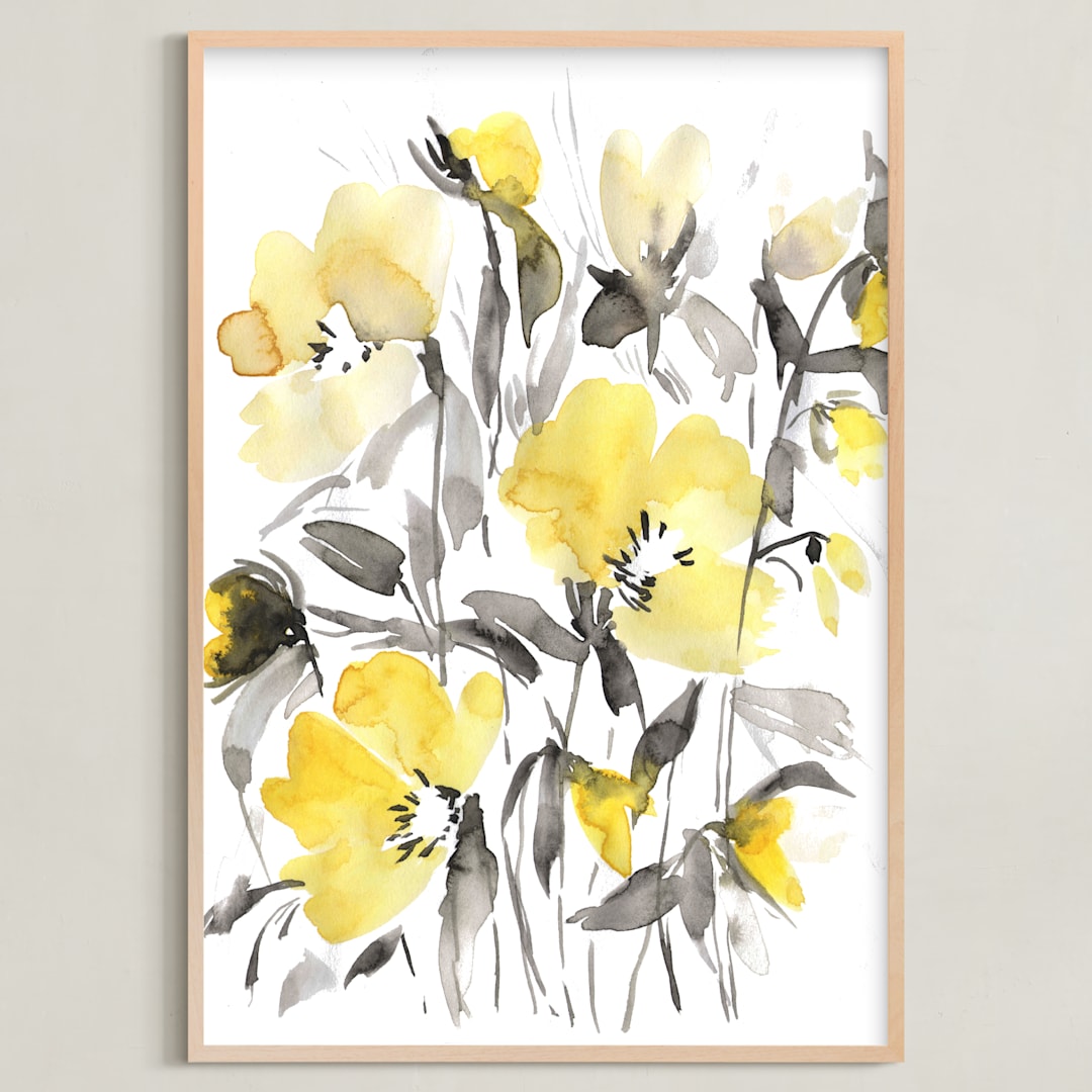 "SoYellow" - Art Print in BananaYellow by samovilka - Framed