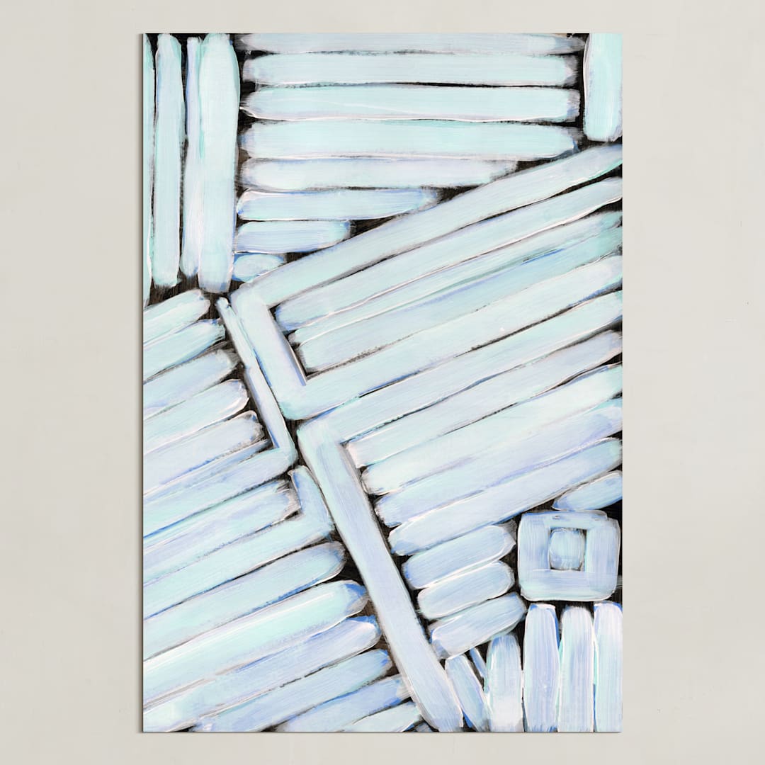 "Zips and Stripes" - Art Print in White on Black by Lauren Rutley - Unframed