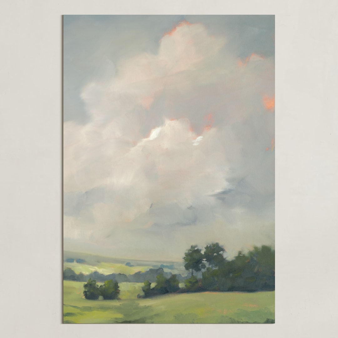 "Rosy Tomorrow II" - Art Print in Grey Blue by Stephanie Goos Johnson - Unframed
