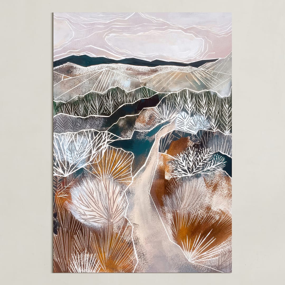 "A Silent Stroll" - Art Print in Rust by Sarah Fitzgerald - Unframed