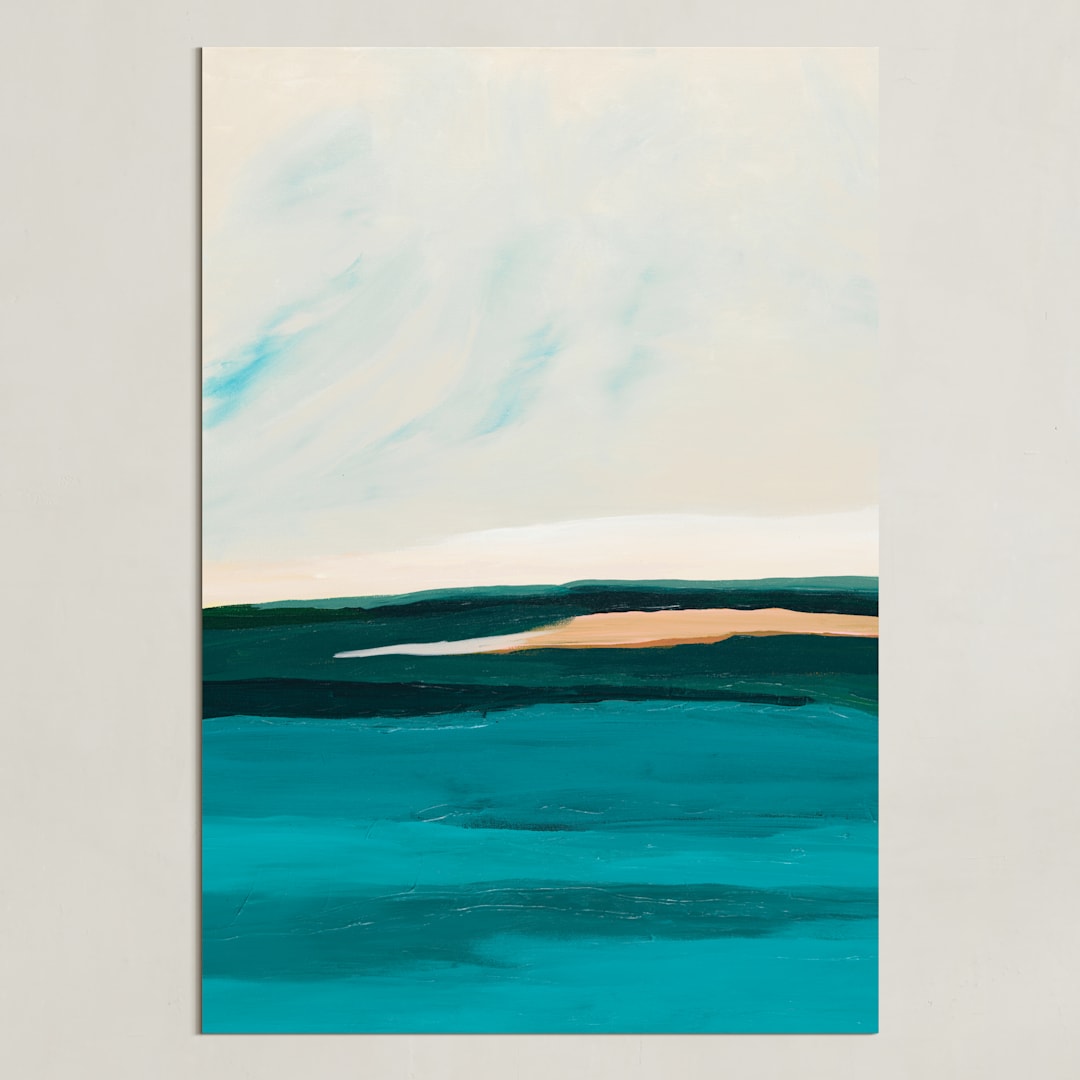 "Hawaiian Reef Abstract Painting" - Art Print in turquoise blue by Caryn Owen - Unframed