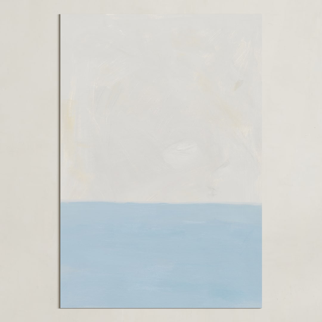 "Calm At Sea" - Art Print in Tranquil Blue by Amanda Phelps - Unframed