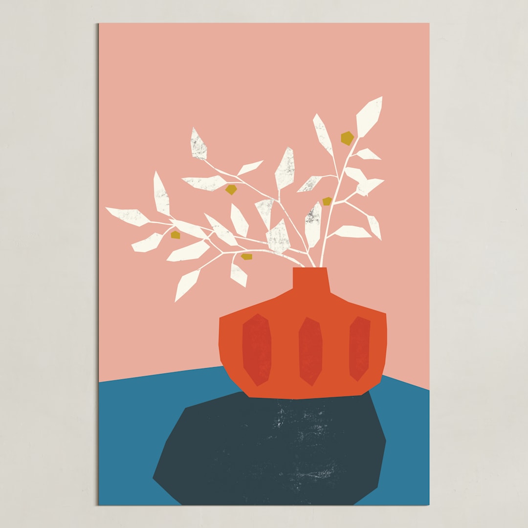 "Mid Century Vase" - Art Print in Bubble Gum by Morgan Kendall - Unframed