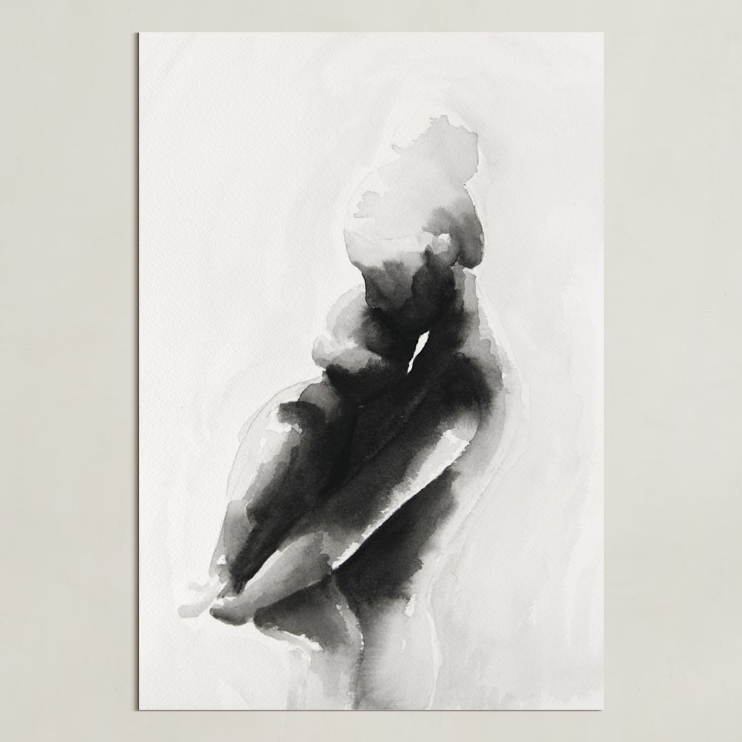 "mother embrace" - Art Print in Black by Kate Ahn - Unframed