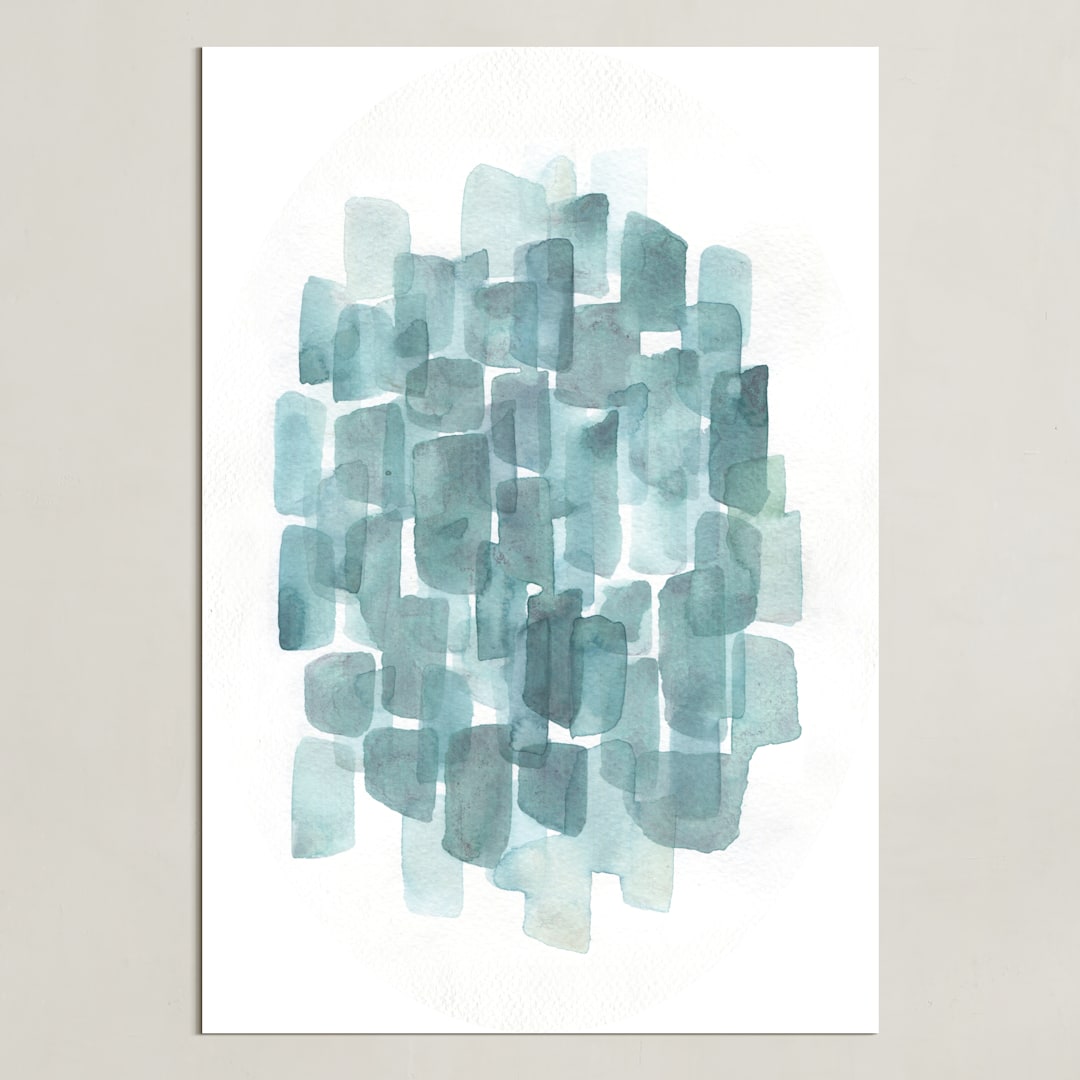 "Steely Blues" - Art Print in Steel Blue  by Tennyson Tippy - Unframed