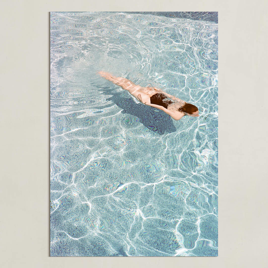 "Going for a Swim" - Art Print in Pool Blue by Whitney Deal - Unframed