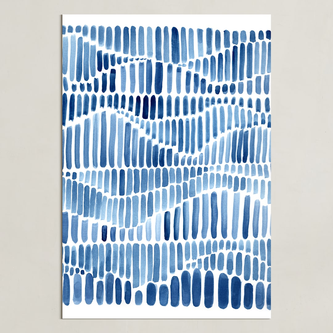 "Indigo Rhythm" - Art Print in White by Kristi Caterson - Unframed