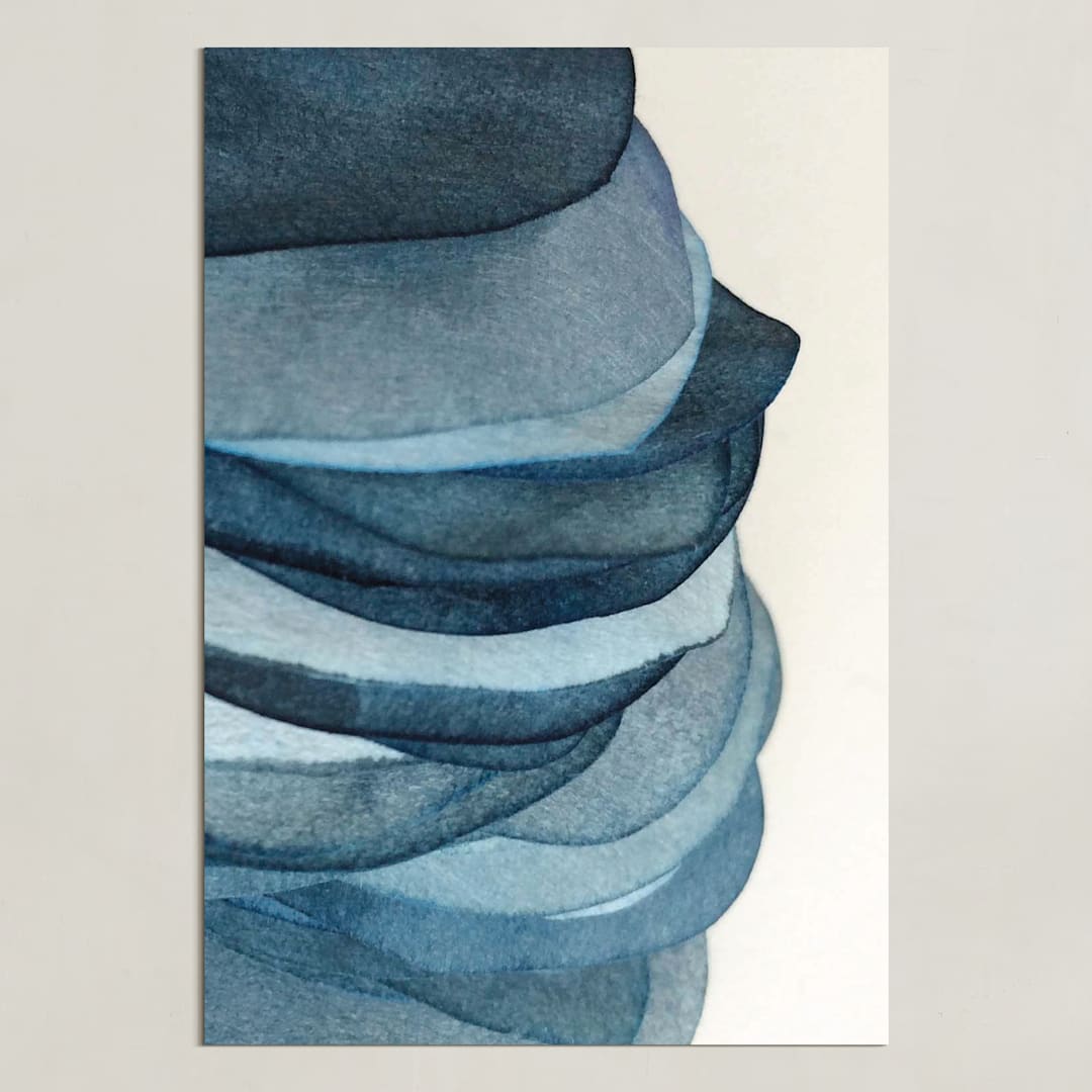 "Sky Pebbles 4" - Art Print in navy blue by Jenny Phillips - Unframed