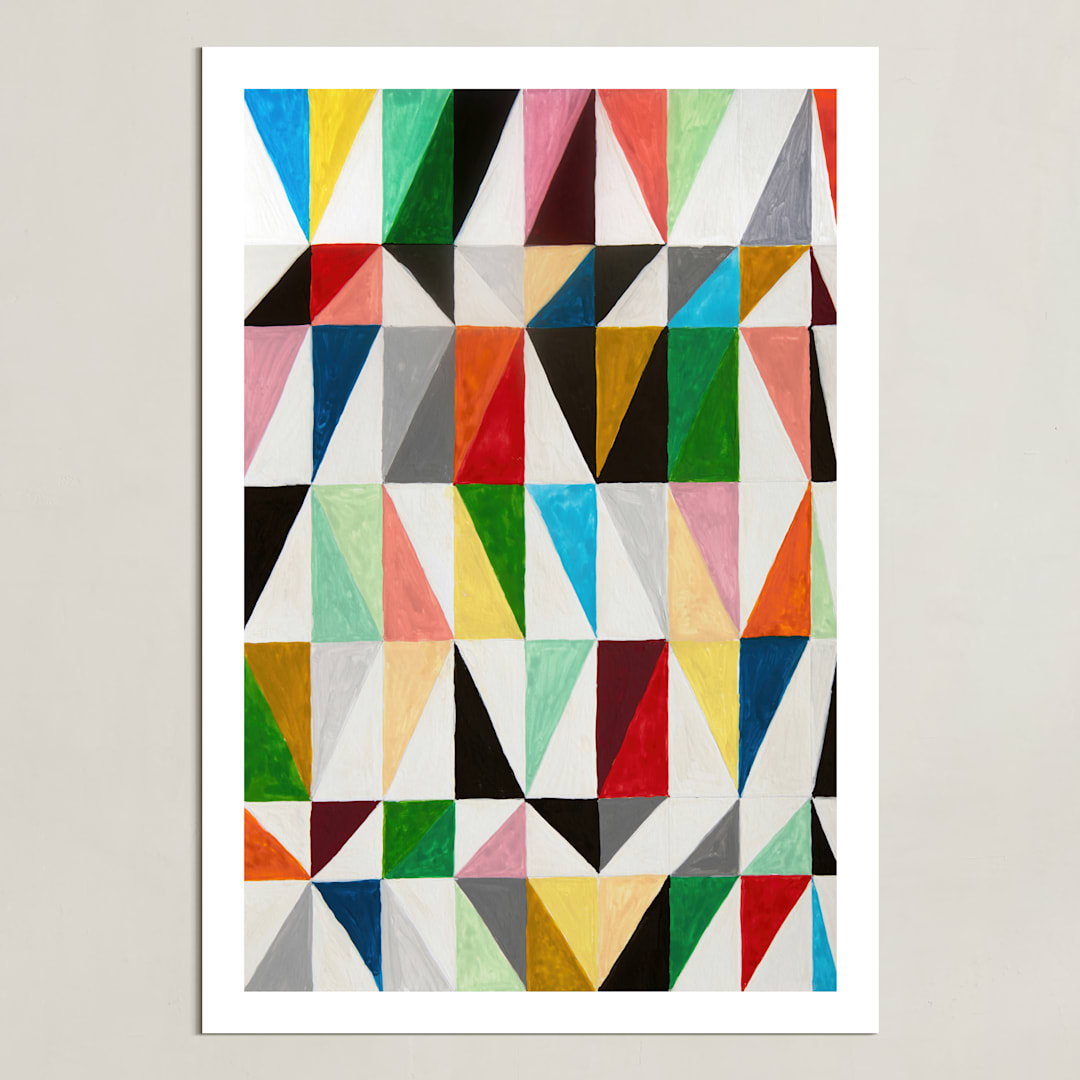 "Triangle Grid" - Art Print in Bone by Jane Clark - Unframed