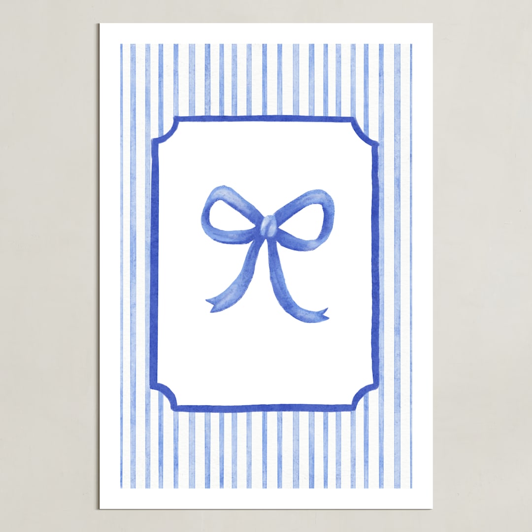 "Coquette Blue Bow" - Art Print in Blue by Vivi Furlong - Unframed