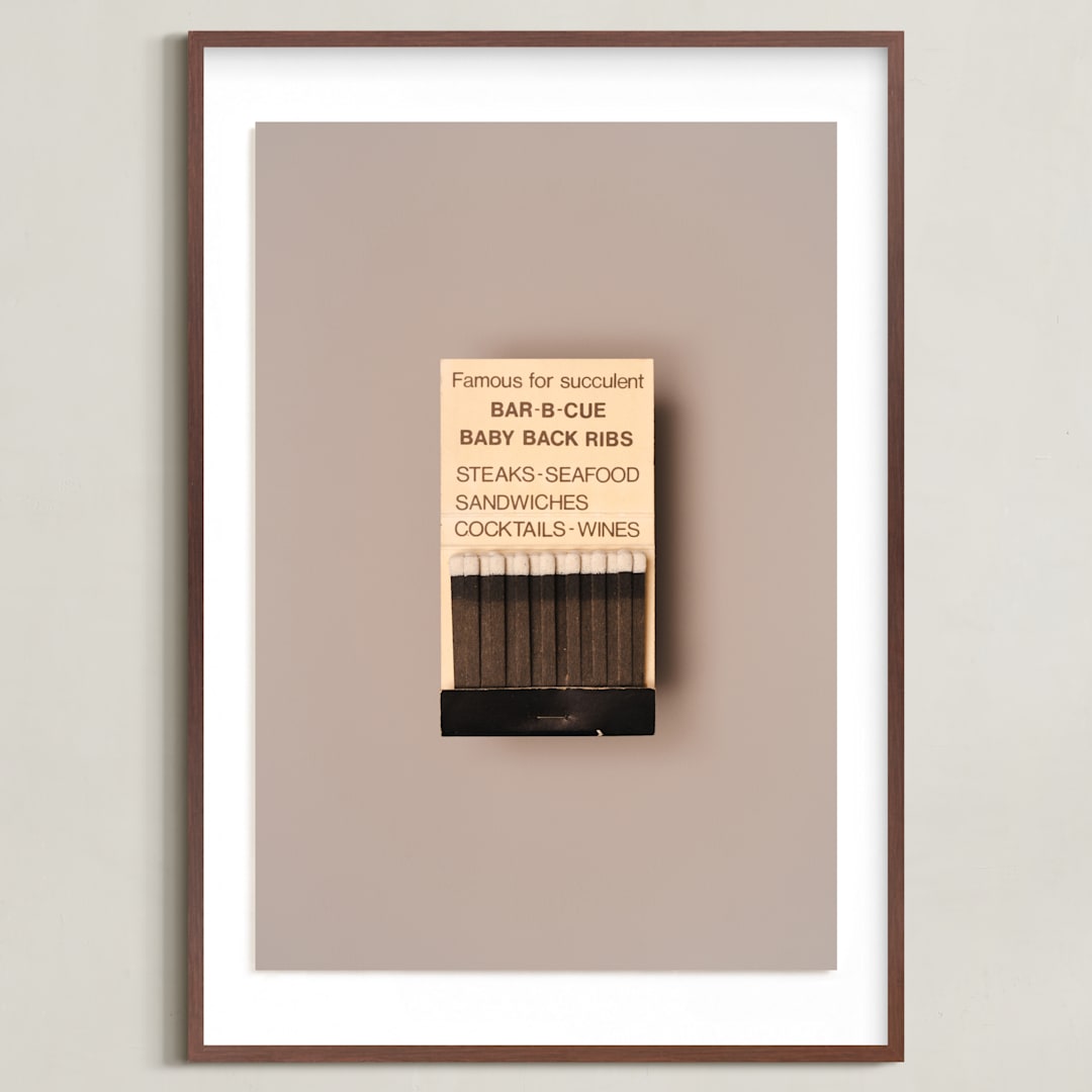 "Famous Food Black" - Art Print in Barbeque Black by Andrew McClintock - Framed