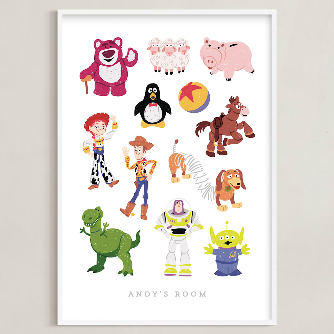 "Andy's Toys from Disney and Pixar's Toy Story" - Personalized Art Print in Candy by Rebecca Smith - Framed