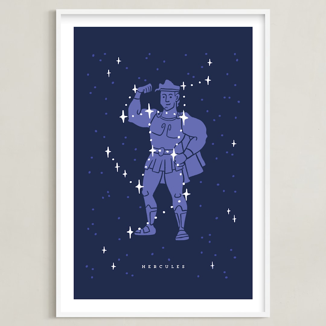 "Disney's Hercules Stars Are Born" - Art Print in Pruple by Rebecca Smith - Framed