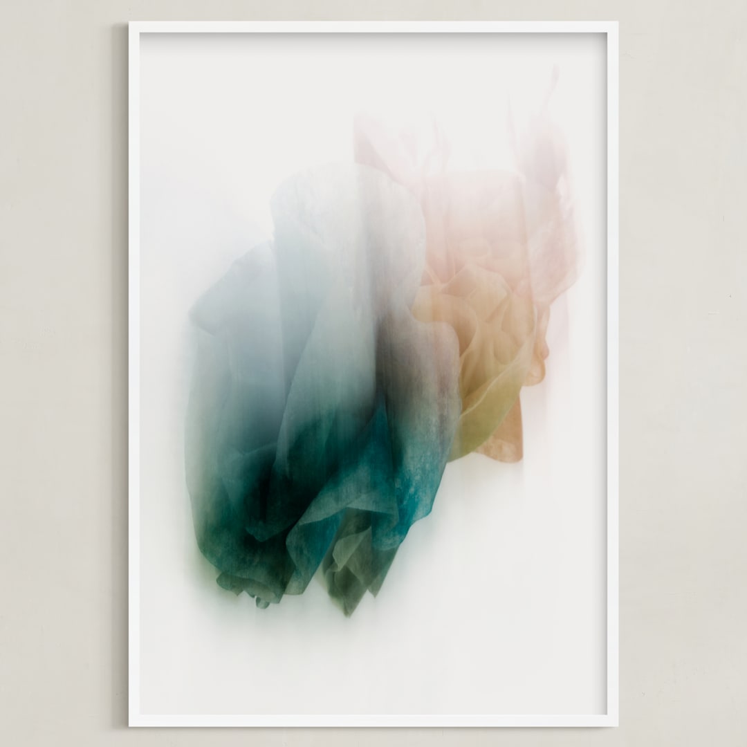 "Coffee Filtered Light" - Art Print in teal by Karen Kardatzke - Framed