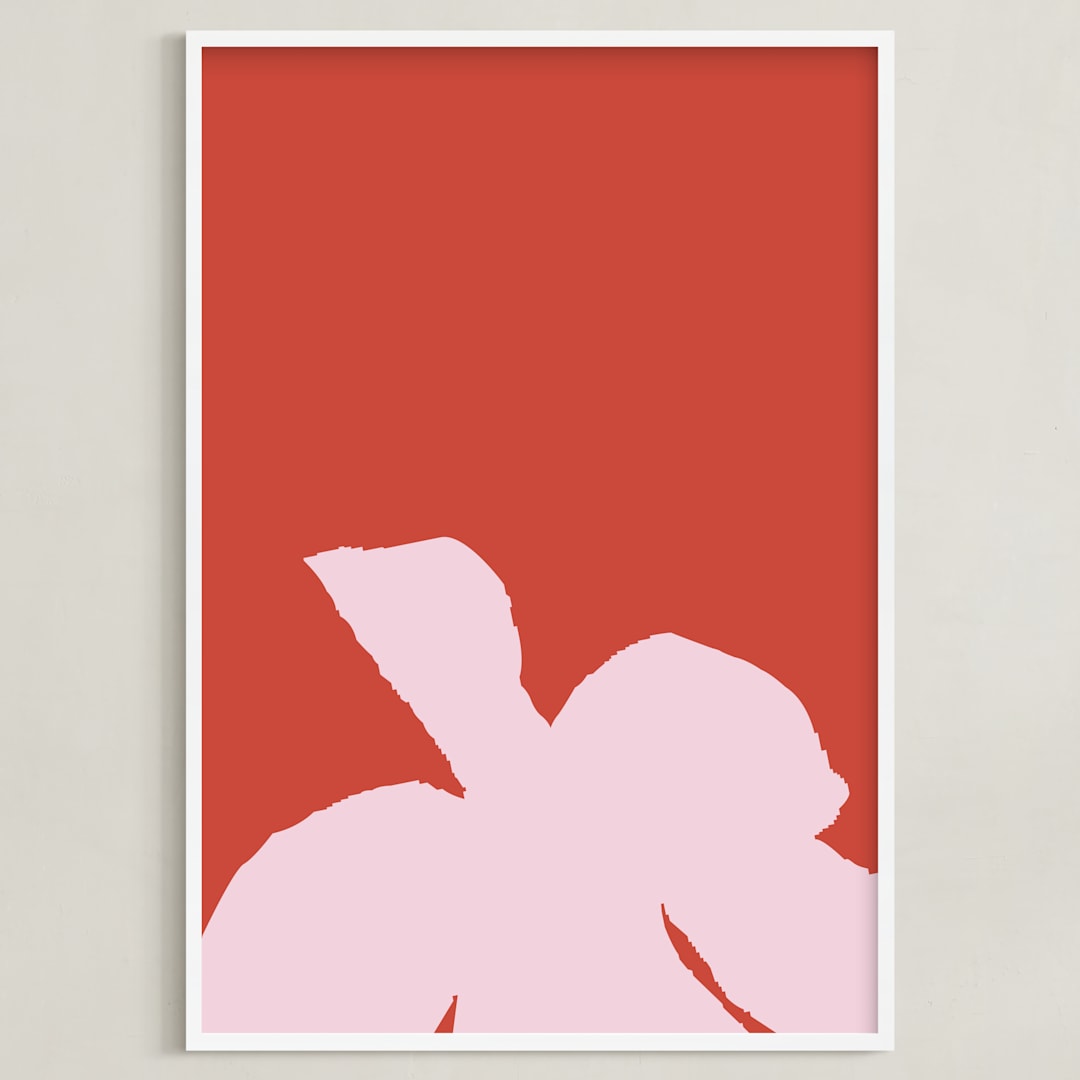 "Flower I" - Art Print in Coral by letterfix - Framed