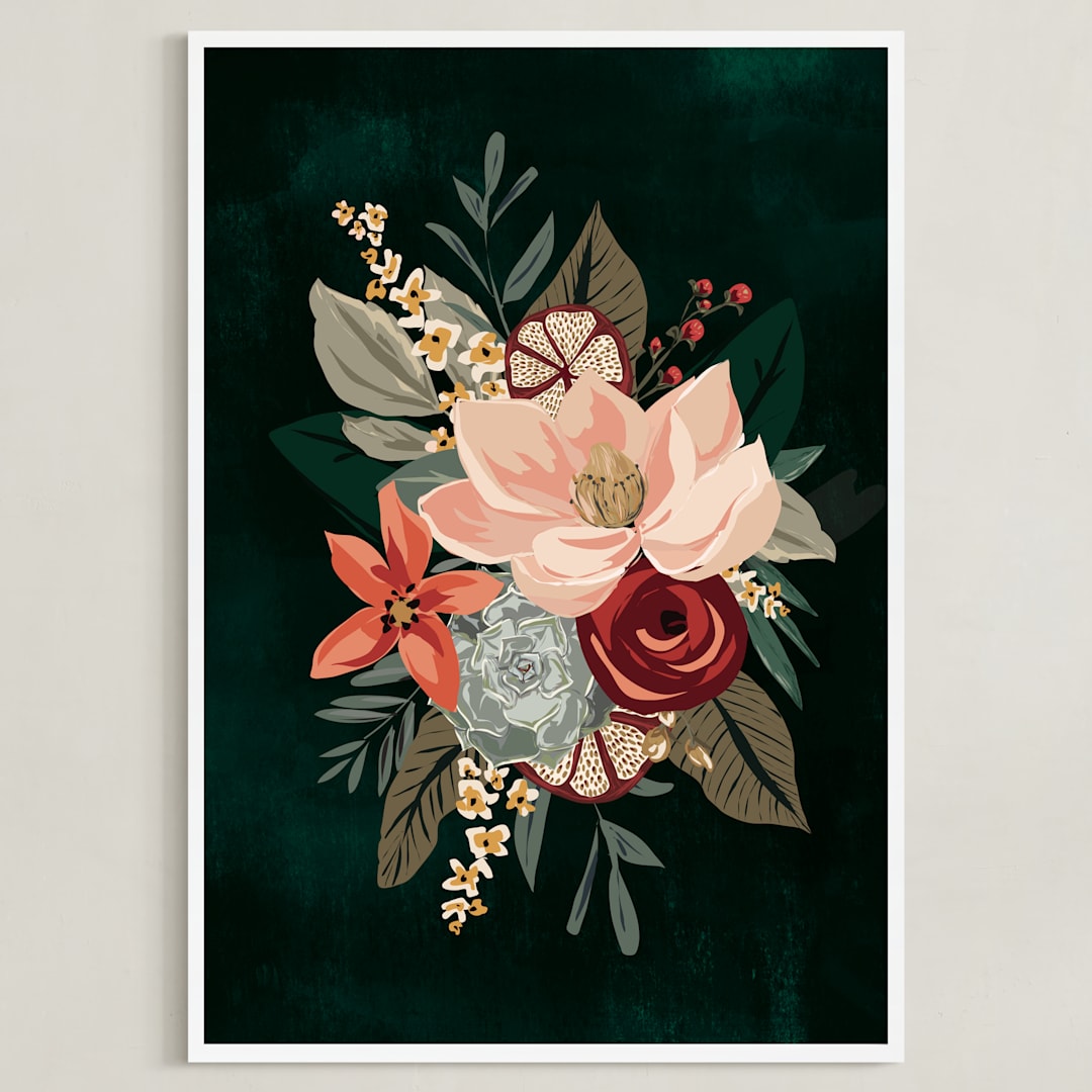 "Mixed Botanicals III" - Art Print in Green by Susan Moyal - Framed