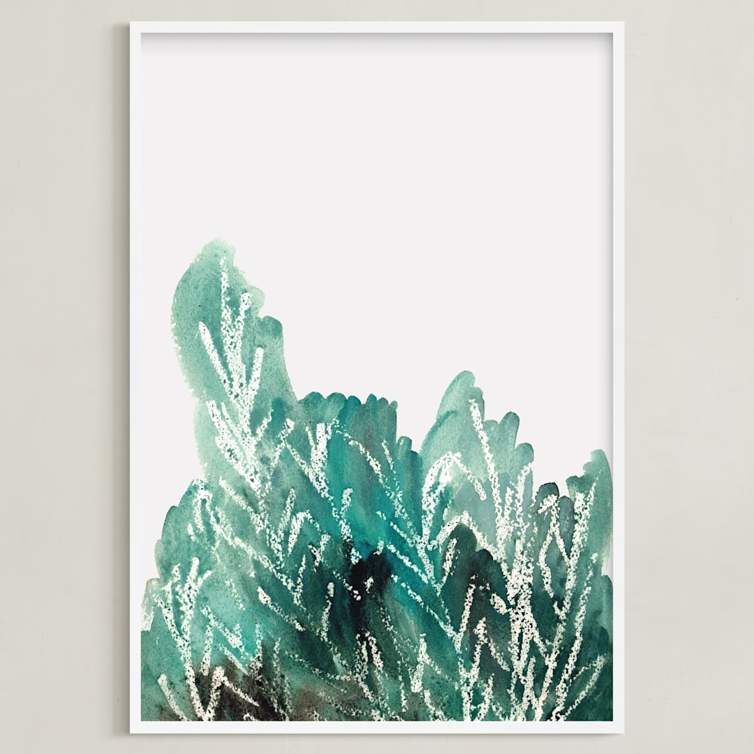 "Shrubbery" - Art Print in Green by Kanika Mathur - Framed